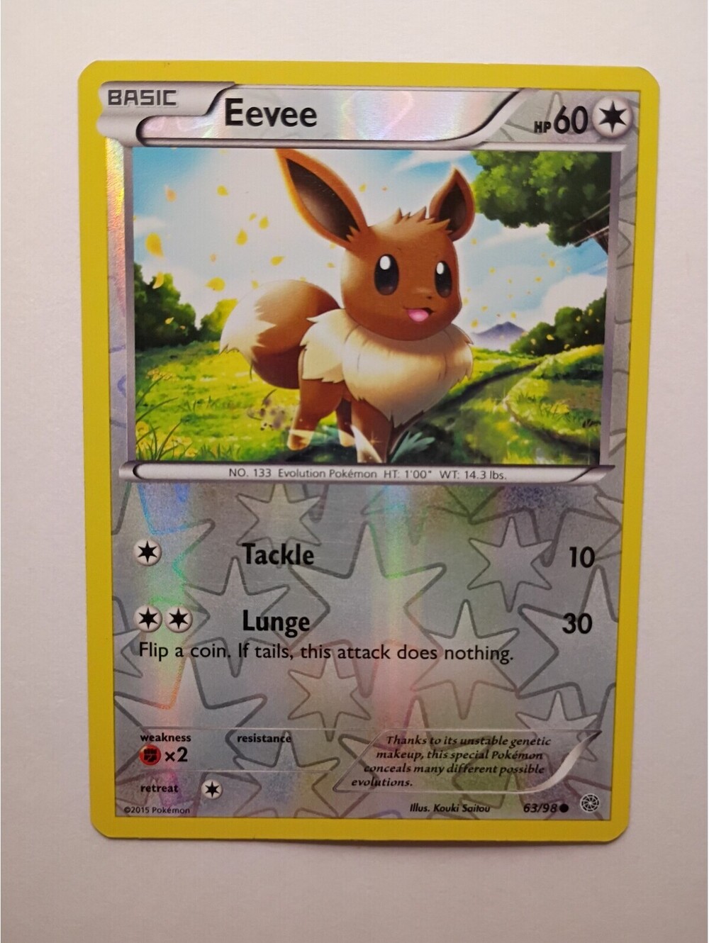 Pokemon TCG Eevee reverse Holo 63/98 2015